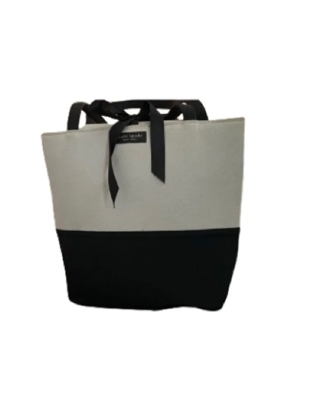 Kate Spade Sawyer Street Francis Ribbon-Bow, Canvas Colorblock Tote- Grey/Black